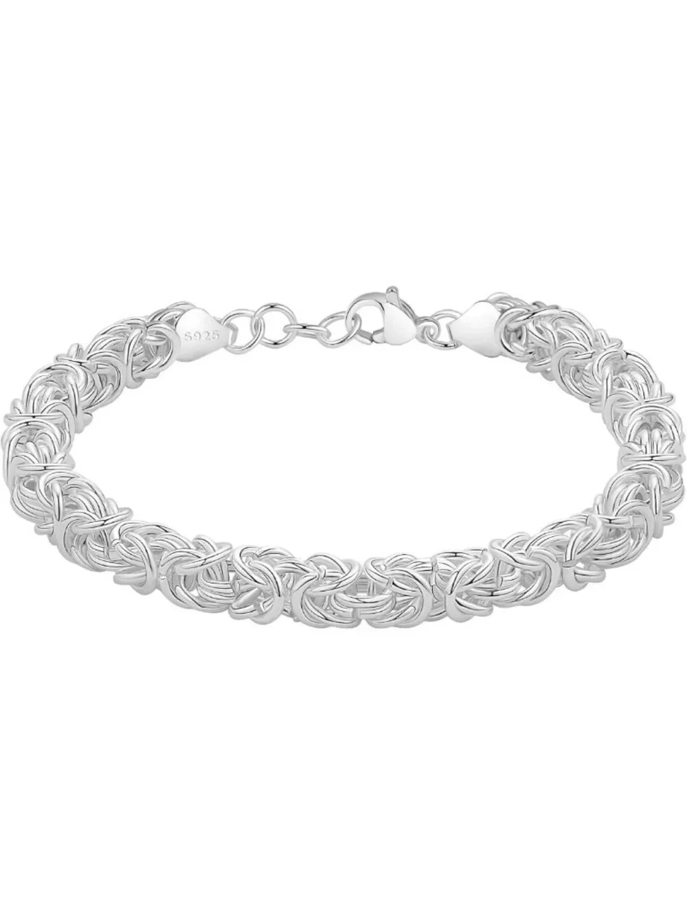 Chunky 925 Sterling Silver Byzantine Bracelet - Handmade Jewelry Gift for Her